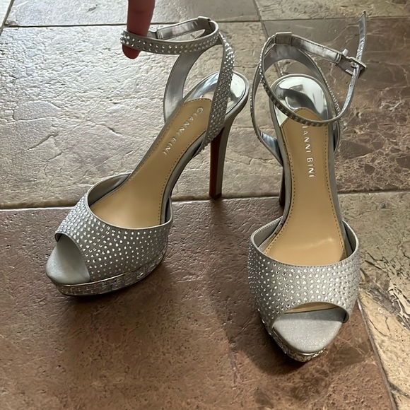 Gianni Bini jeweled heels. Silver, with glitter. - Picture 1 of 2